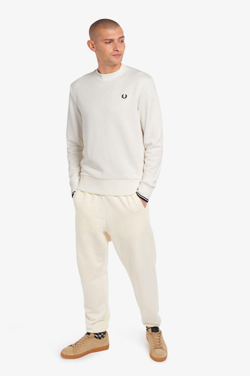 White Fred Perry Crew Neck Men's Sweatshirts | PH 1575QMAZ